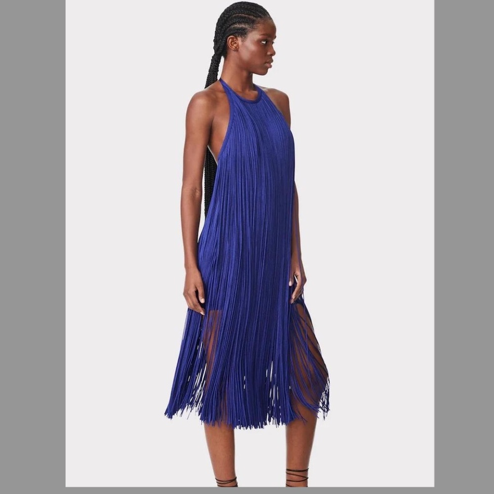 Hervé Leger Fringed Halter Midi Dress